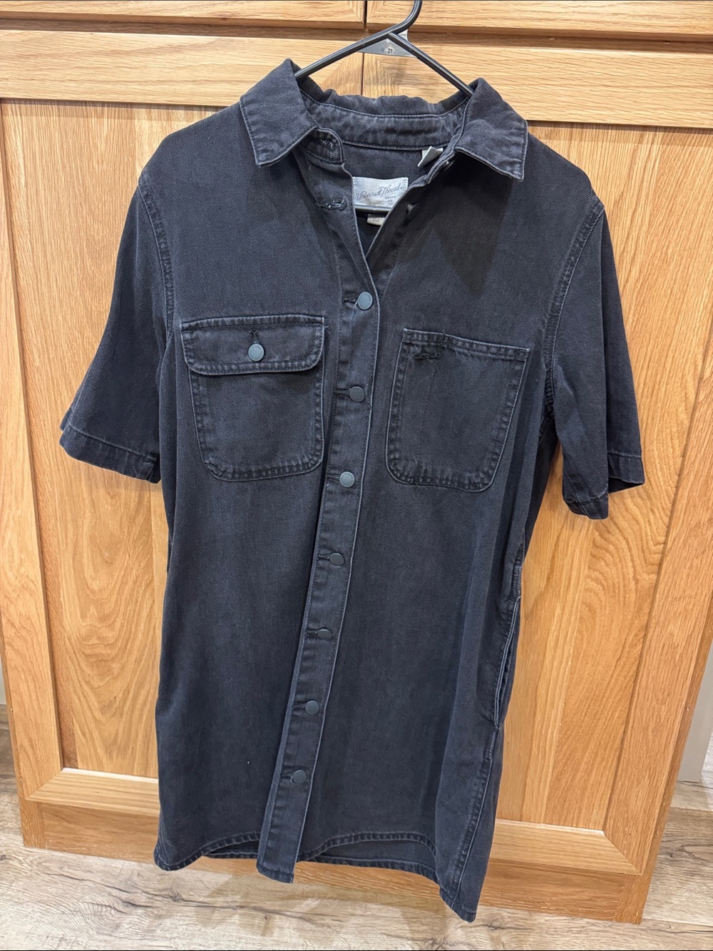 Universal Thread Black Short-Sleeve Button Mini Dress